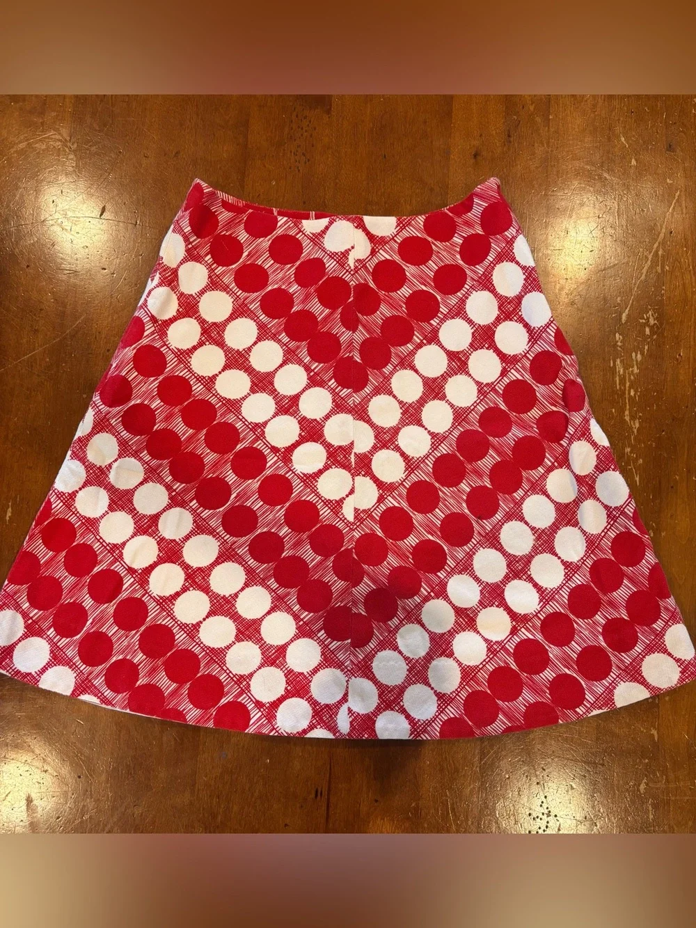 Elevenses (Anthropologie) Women's Red and White Polka Dot A-Line Skirt - US6